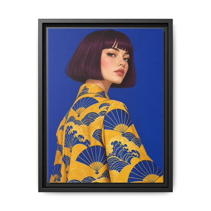 Cobalt Muse · Framed Canvas