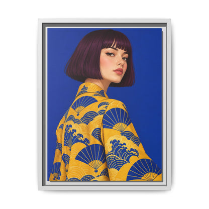 Cobalt Muse · Framed Canvas