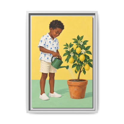 Little Gardener · Framed Canvas