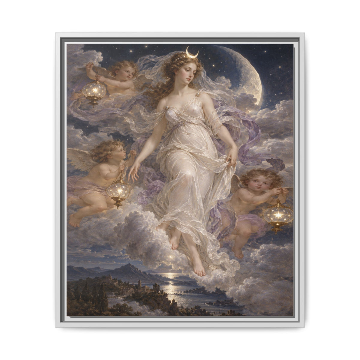The Descent of Selene · Framed Canvas