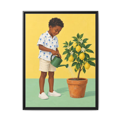 Little Gardener · Framed Canvas