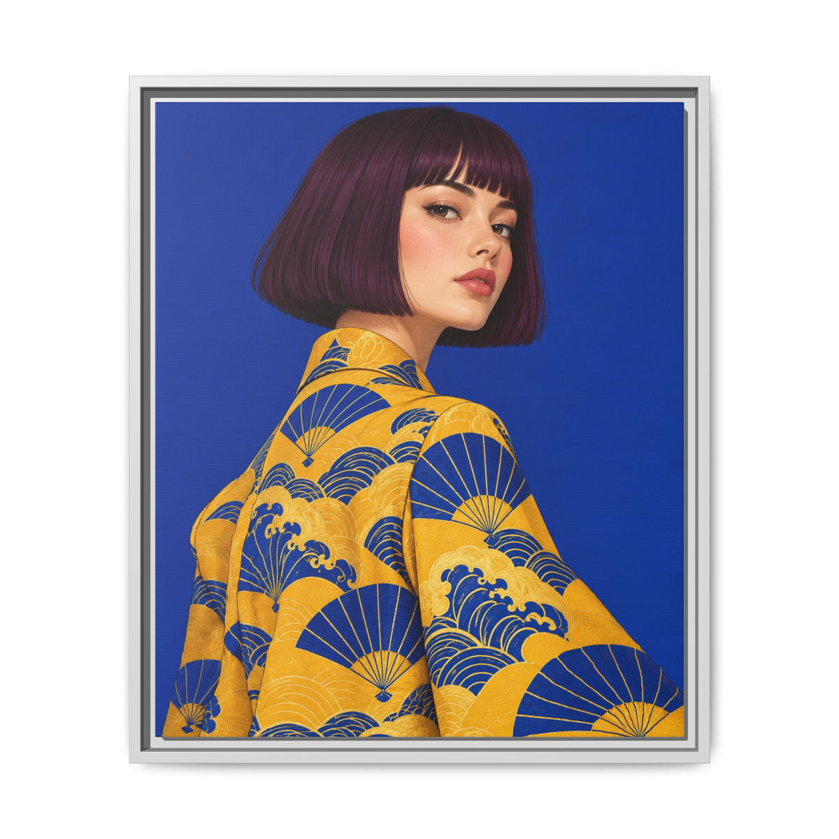 Cobalt Muse · Framed Canvas