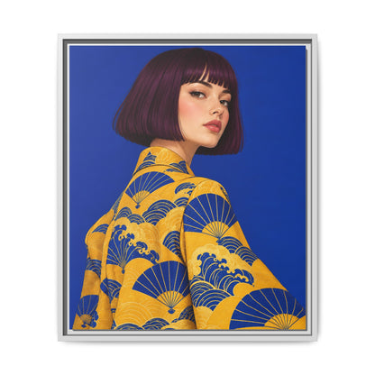 Cobalt Muse · Framed Canvas