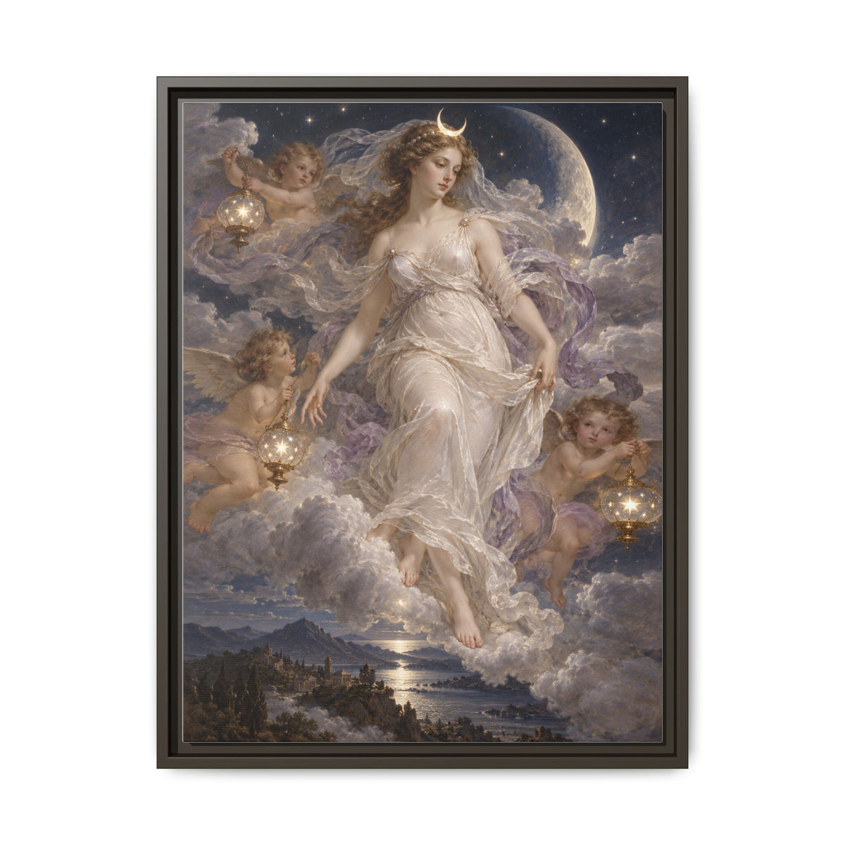 The Descent of Selene · Framed Canvas