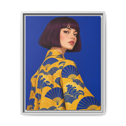 Cobalt Muse · Framed Canvas