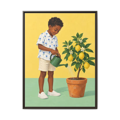 Little Gardener · Framed Canvas