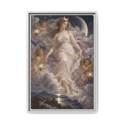 The Descent of Selene · Framed Canvas