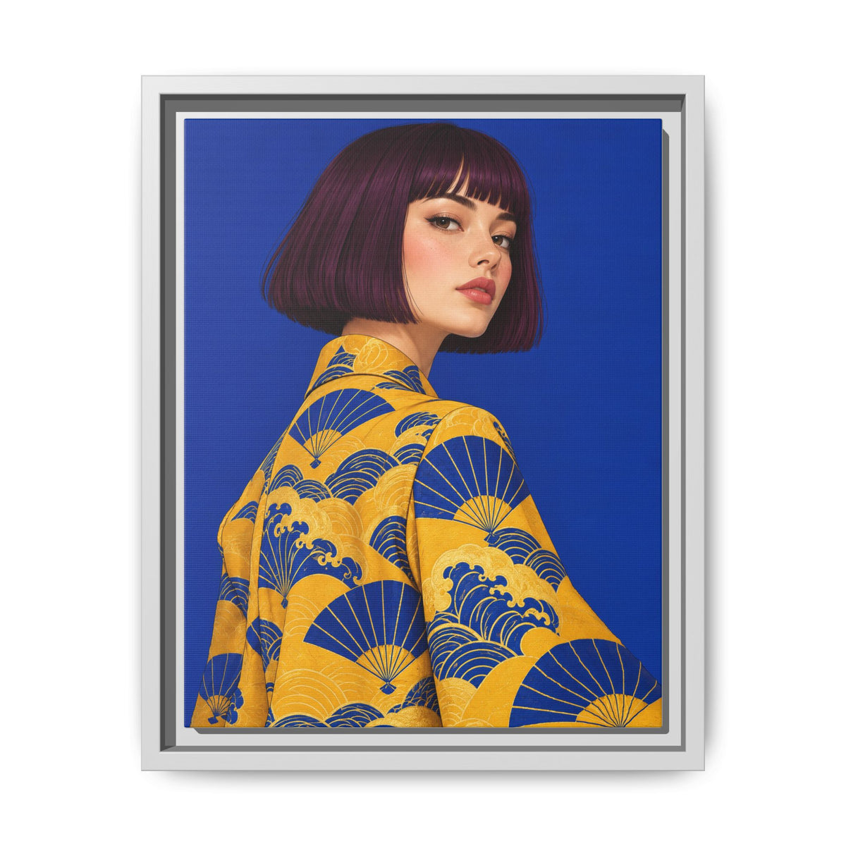 Cobalt Muse · Framed Canvas