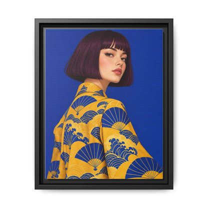 Cobalt Muse · Framed Canvas
