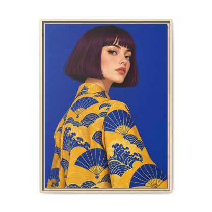 Cobalt Muse · Framed Canvas