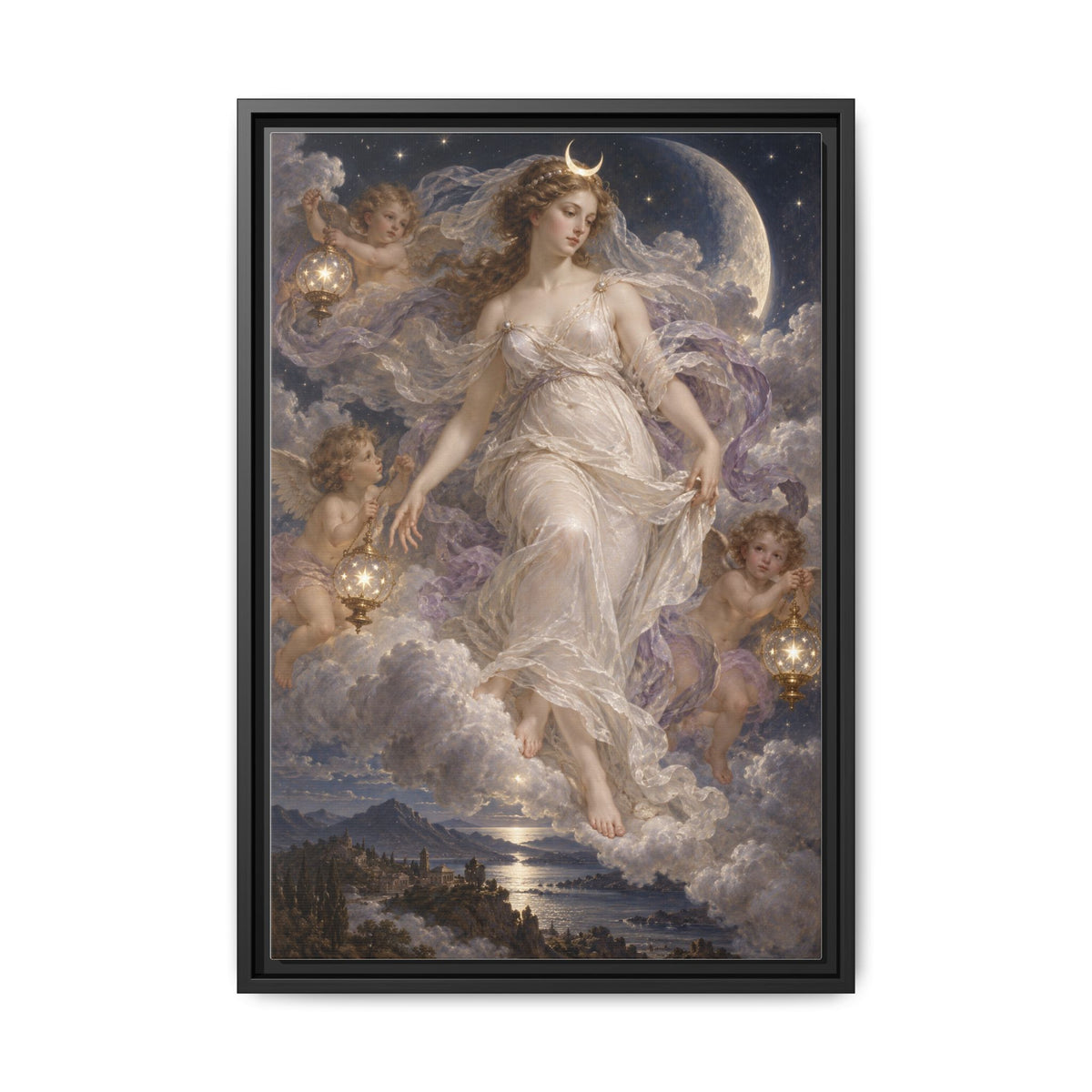 The Descent of Selene · Framed Canvas