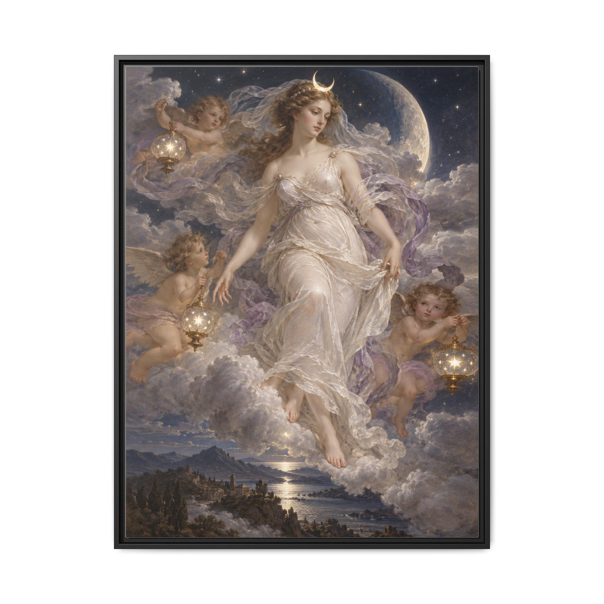 The Descent of Selene · Framed Canvas