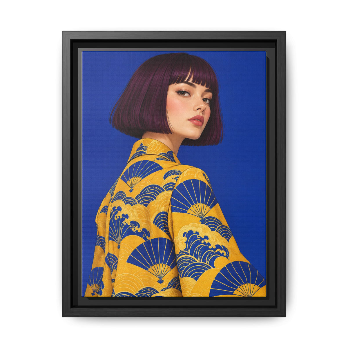 Cobalt Muse · Framed Canvas