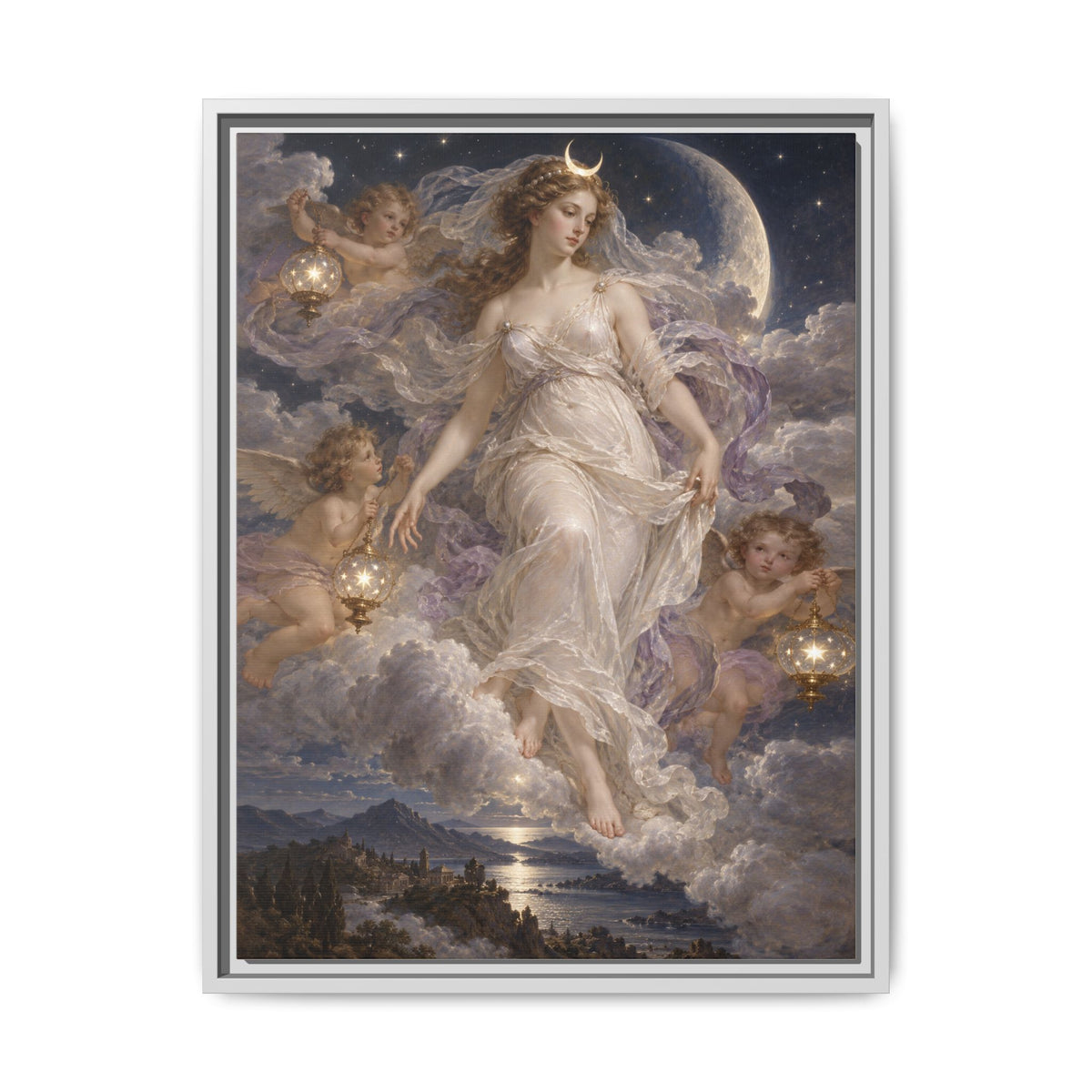 The Descent of Selene · Framed Canvas