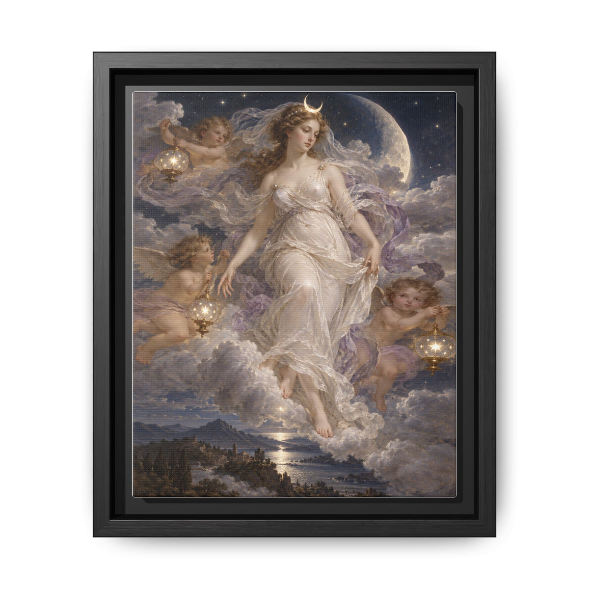 The Descent of Selene · Framed Canvas