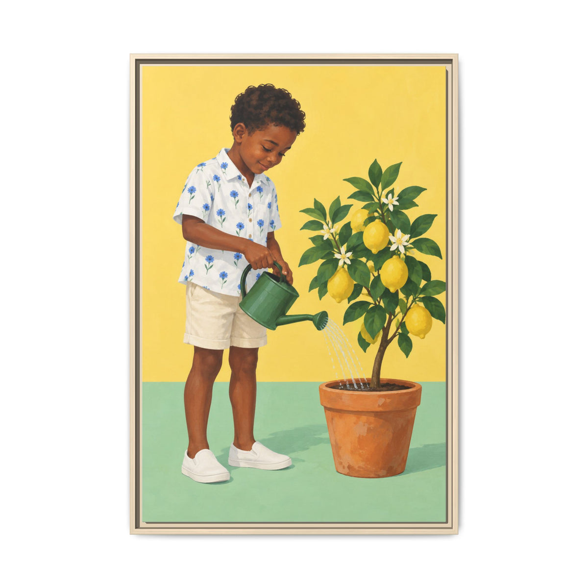 Little Gardener · Framed Canvas