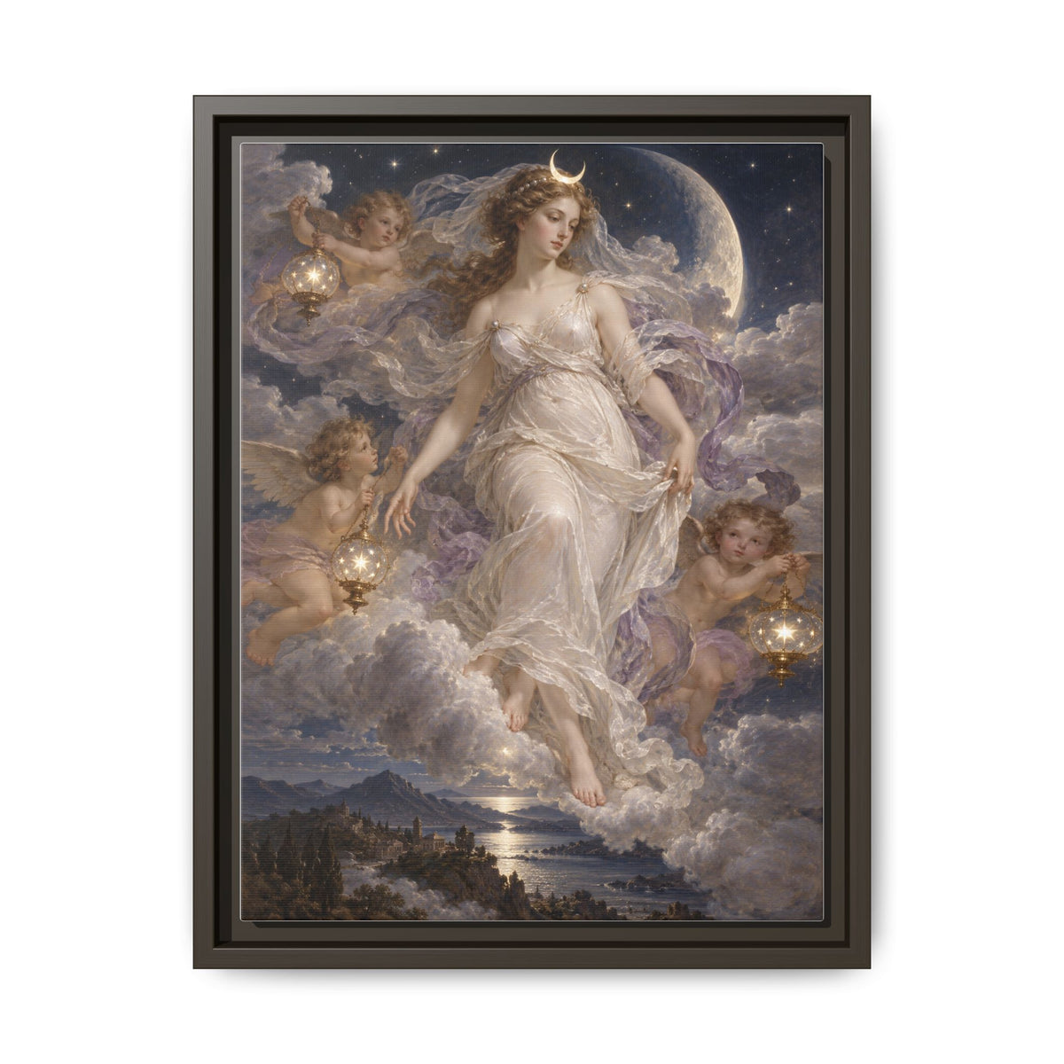 The Descent of Selene · Framed Canvas