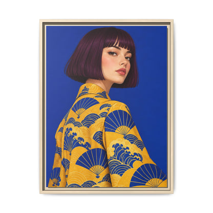 Cobalt Muse · Framed Canvas
