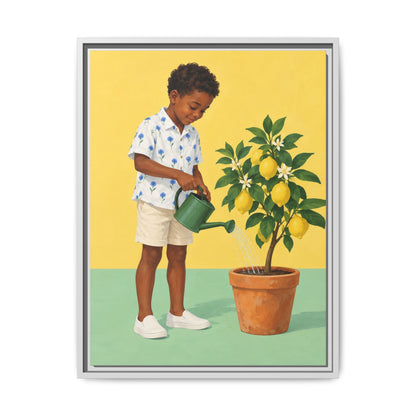 Little Gardener · Framed Canvas