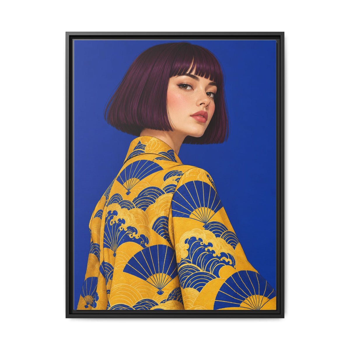 Cobalt Muse · Framed Canvas