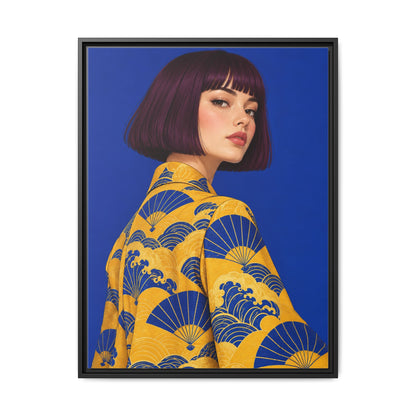 Cobalt Muse · Framed Canvas