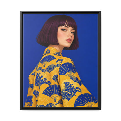 Cobalt Muse · Framed Canvas