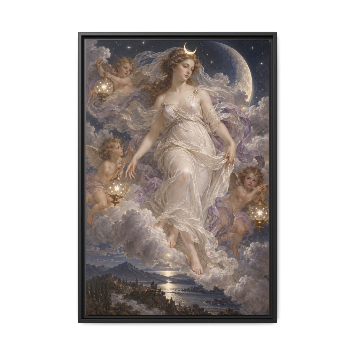 The Descent of Selene · Framed Canvas