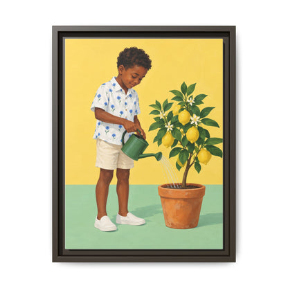 Little Gardener · Framed Canvas