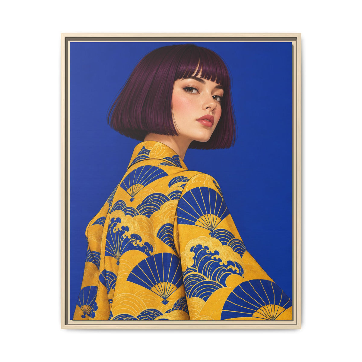 Cobalt Muse · Framed Canvas