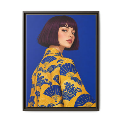 Cobalt Muse · Framed Canvas