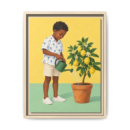 Little Gardener · Framed Canvas