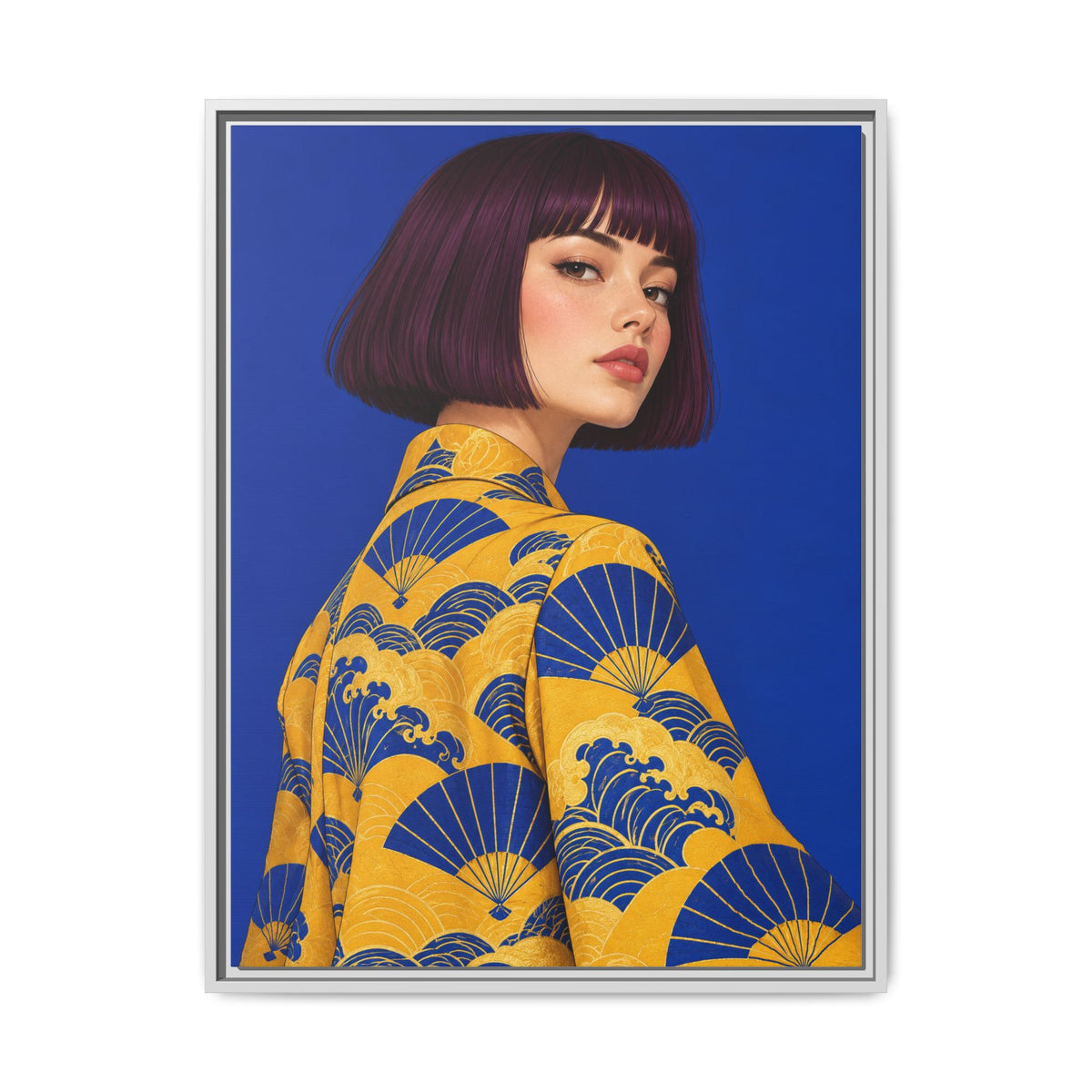 Cobalt Muse · Framed Canvas