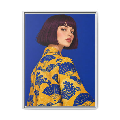 Cobalt Muse · Framed Canvas