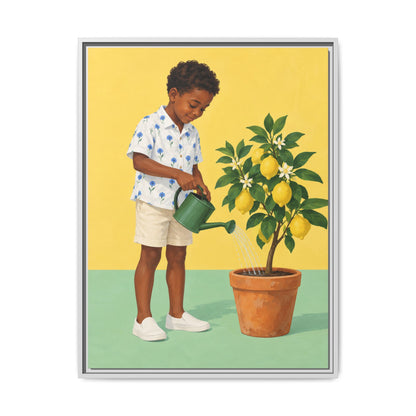 Little Gardener · Framed Canvas