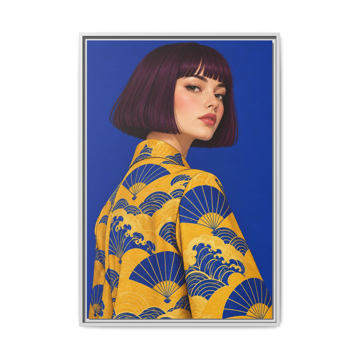 Cobalt Muse · Framed Canvas