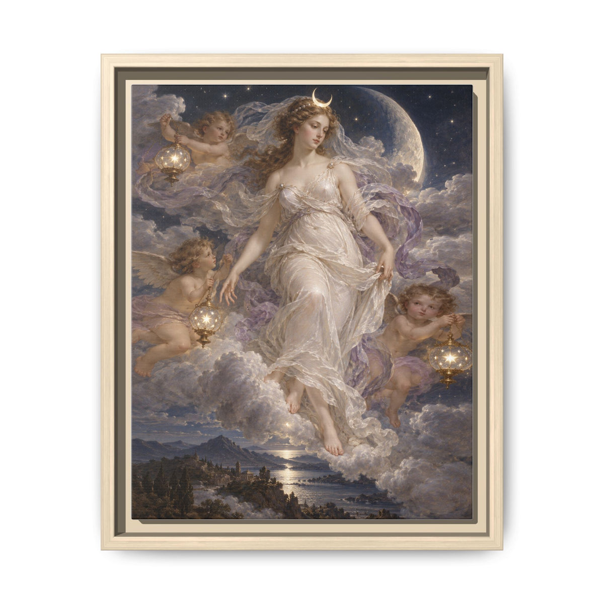 The Descent of Selene · Framed Canvas