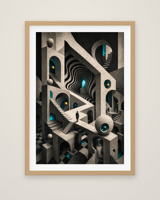Apertura Mentis by Lucien Arvaux, Museum Edition framed fine art print in a natural box frame with a snow white mount