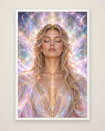 Aura Aeterna by Aurelia Voss, Museum Edition framed edge to edge in a white box frame, 60 × 90 cm and 80 × 120 cm
