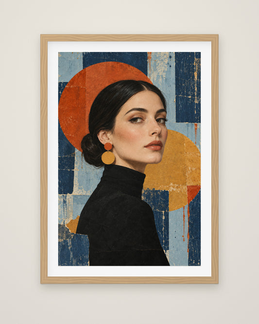 Blue Hour Muse by Margot Lisle, Museum Edition framed fine art print in a natural box frame with a snow white mount