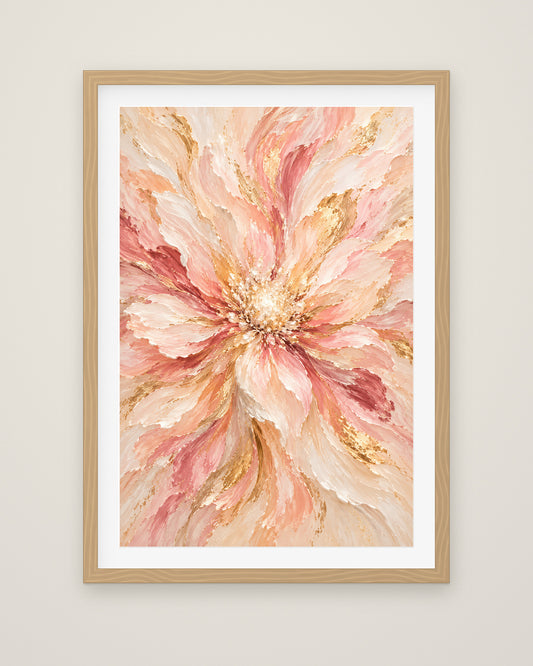 Blush Bloom by Saskia Ember, Museum Edition framed fine art print in a natural box frame with a snow white mount