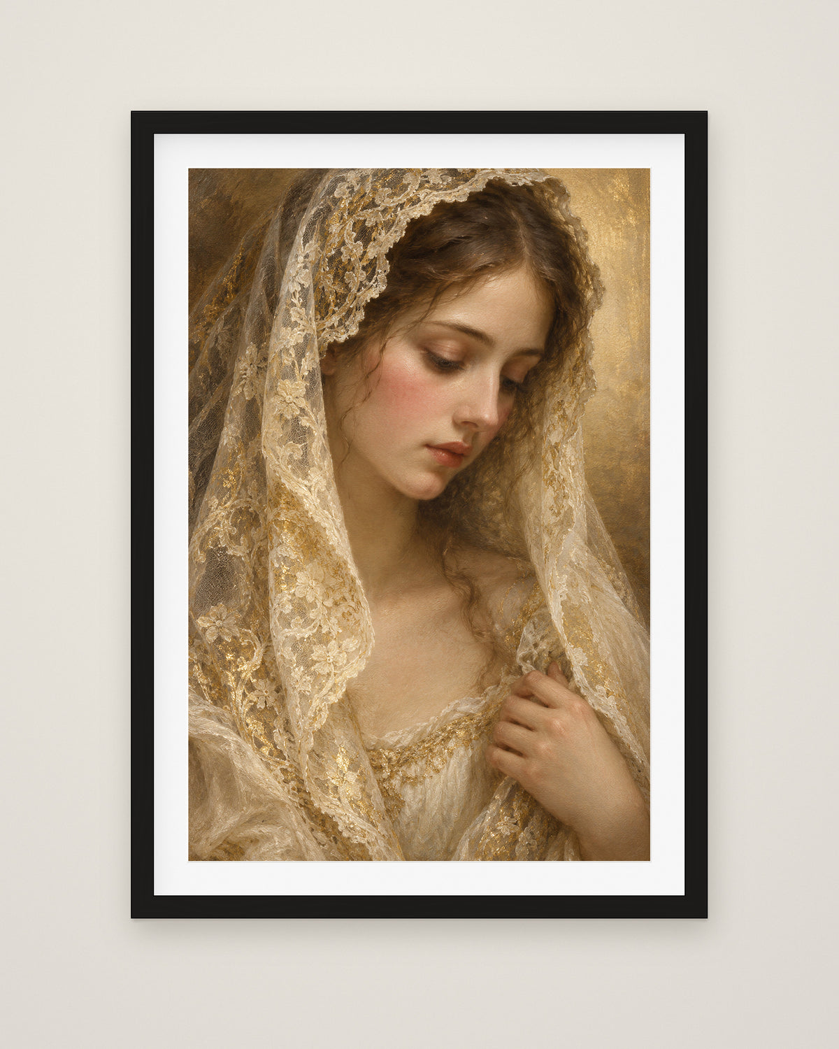 Dama di Pizzo by Isadora Veyne, Museum Edition framed fine art print in a black box frame with a snow white mount