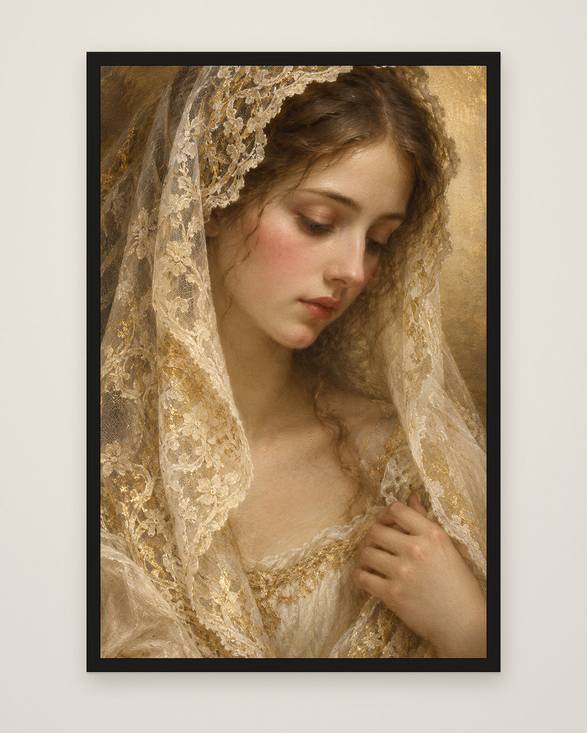 Dama di Pizzo by Isadora Veyne, Museum Edition framed edge to edge in a black box frame, 60 × 90 cm and 80 × 120 cm