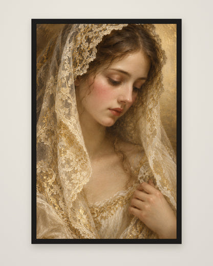 Dama di Pizzo by Isadora Veyne, Museum Edition framed edge to edge in a black box frame, 60 × 90 cm and 80 × 120 cm