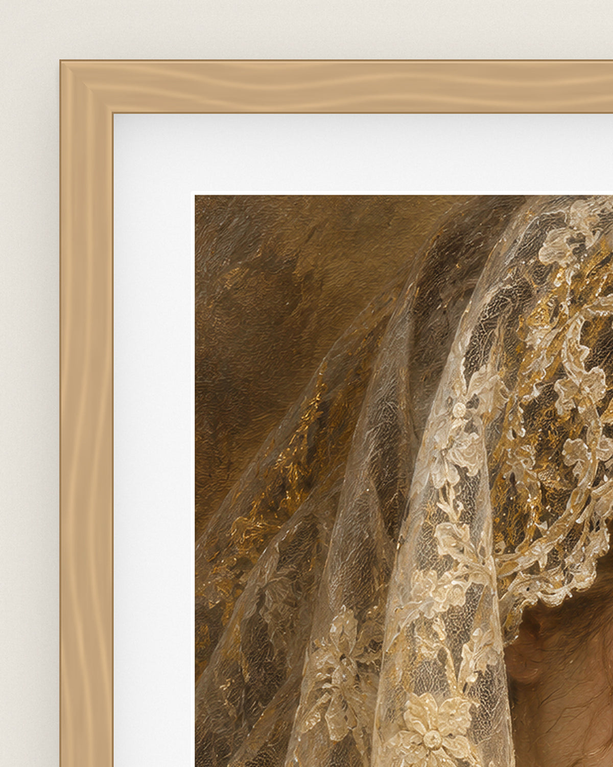 Dama di Pizzo Museum Edition, close up of the box frame, bevelled mount and Hahnemühle Photo Rag paper