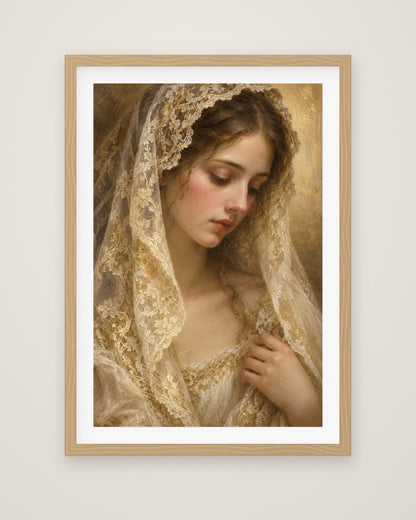 Dama di Pizzo by Isadora Veyne, Museum Edition framed fine art print in a natural box frame with a snow white mount
