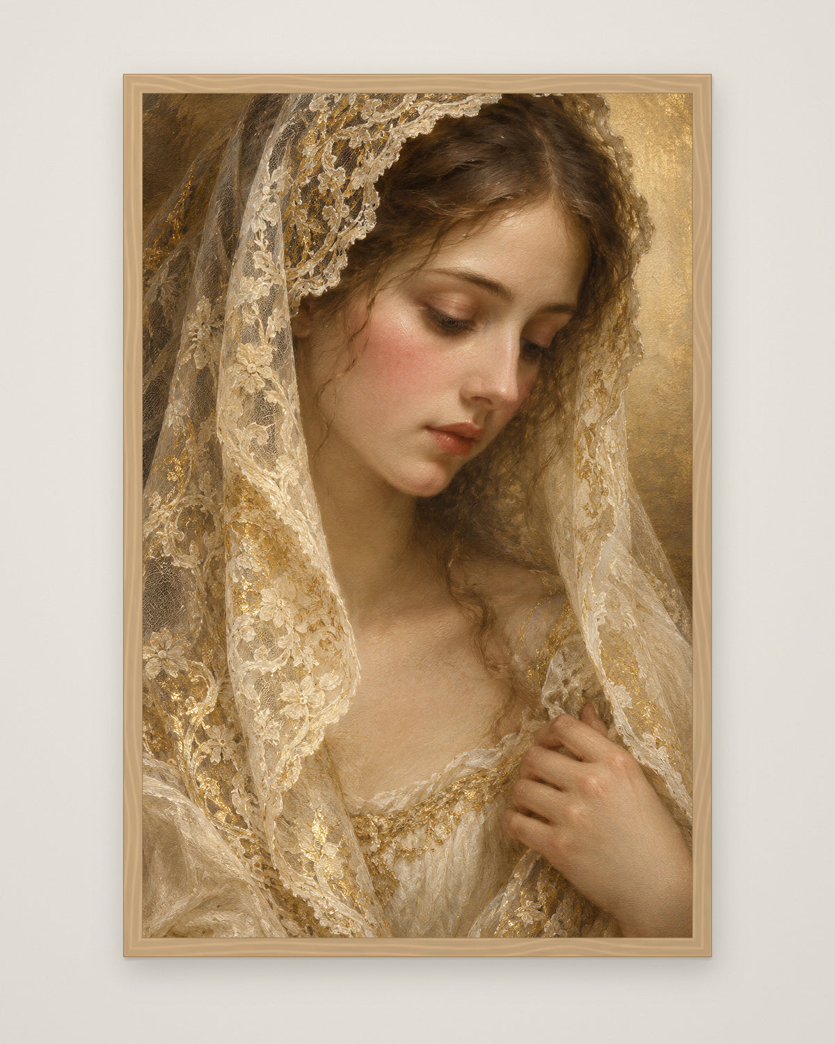 Dama di Pizzo by Isadora Veyne, Museum Edition framed edge to edge in a natural box frame, 60 × 90 cm and 80 × 120 cm