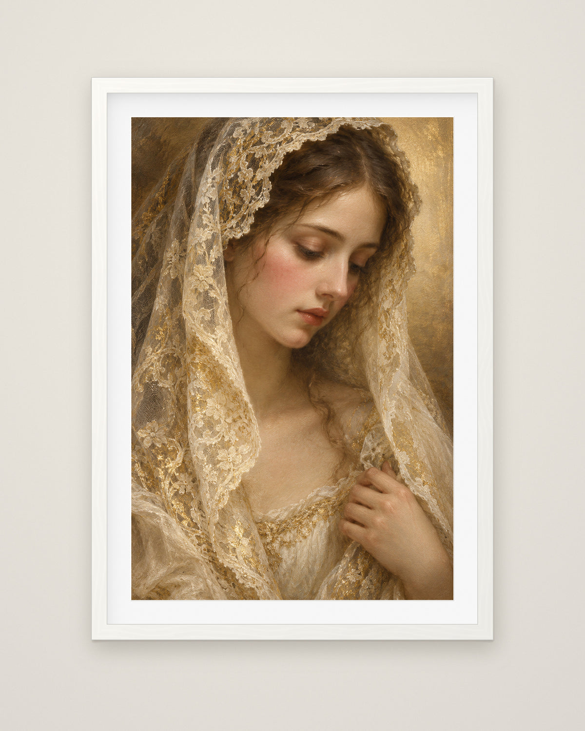 Dama di Pizzo by Isadora Veyne, Museum Edition framed fine art print in a white box frame with a snow white mount