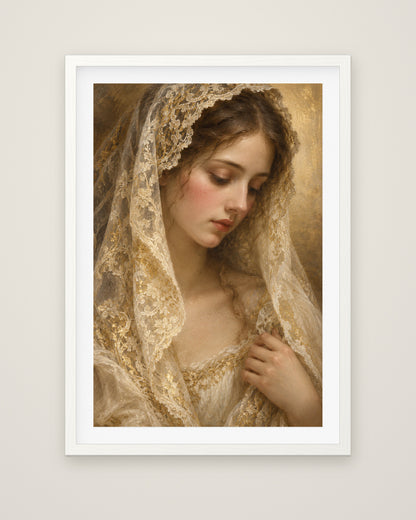 Dama di Pizzo by Isadora Veyne, Museum Edition framed fine art print in a white box frame with a snow white mount