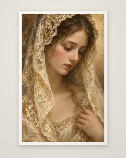 Dama di Pizzo by Isadora Veyne, Museum Edition framed edge to edge in a white box frame, 60 × 90 cm and 80 × 120 cm