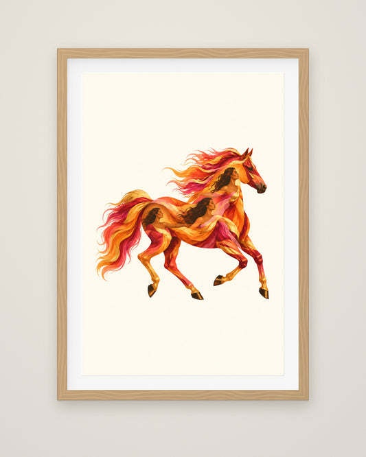 Equa Solaris by Sélène Veyra, Museum Edition framed fine art print in a natural box frame with a snow white mount